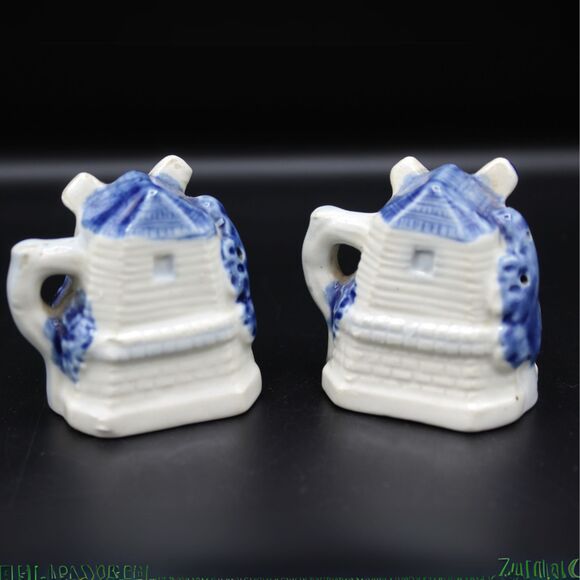 Vintage Dutch Windmill Salt Pepper Shakers Holland Delft Style Occupied Japan - Picture 4 of 6